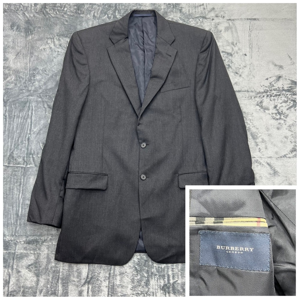 VTG Burberry London Bond Street NWT Men's Charcoal 42L 100% Wool Blazer Jacket